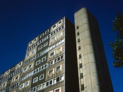 View of 13-storey block on Doddington Estate