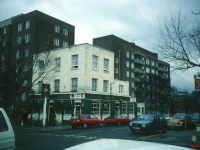 View of Cotman House and Cameron House from corner of St Johns Wood Terrace and Charlbert Street