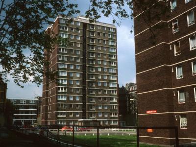 View of Chancellors Court in foreground and Babington Court