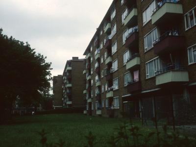 View of 6-storey blocks on St Pancras Way development