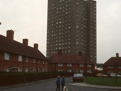 View of Burrows Court from corner of Walton Avenue and Rothley Avenue