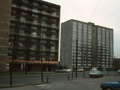 View of Clifford Court (on left) and Highcross Court (on left) from Alfreton Road