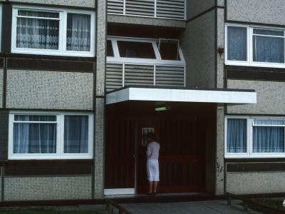 Entrance to 13-storey block on Chelmsley Road