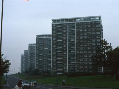 View of 15-storey blocks on New John Street with Teviot Tower nearest