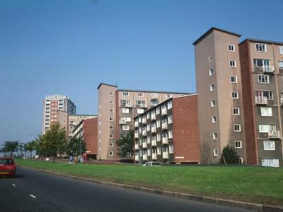 View of 8-storey blocks on Gilby Road with Lincoln Tower in background