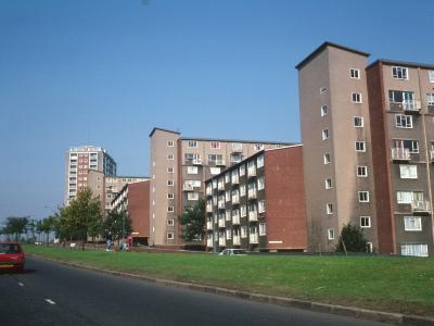 View of 8-storey blocks on Gilby Road with Lincoln Tower in background