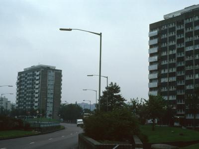View of 12-storey blocks on Great Lister Street and Manor Road