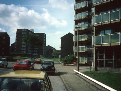View of James Watt House with Victoria Court in foreground