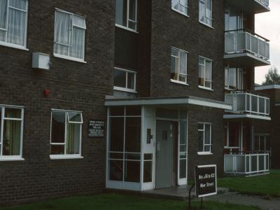 Entrance to one 9-storey block