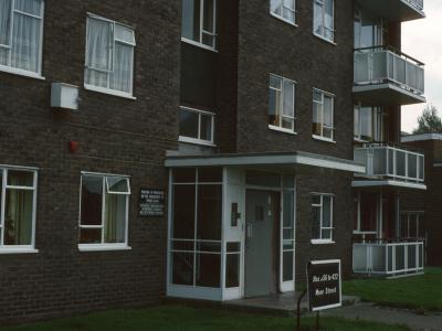 Entrance to one 9-storey block
