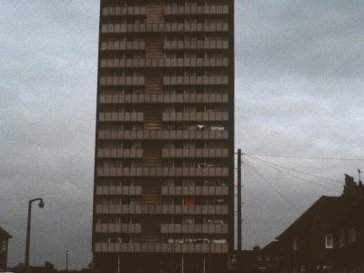 View of 17-storey block on Carisbrooke Crescent