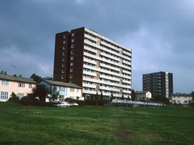 View of Hamstead House in foreground and Scott House in background