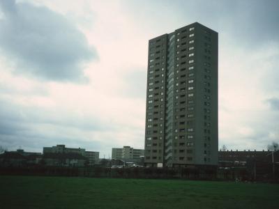 View of 21-storey block on Yew Tree Estate