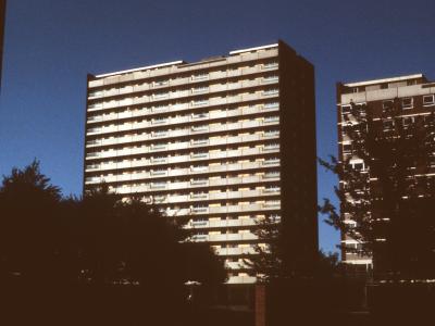 View of 18-storey blocks in Cobden Lane redevelopment