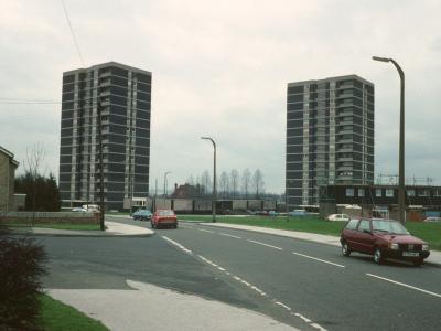 View of 15-storey blocks in Bentley