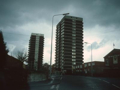 View of Little London House (foreground) and Wood House from West Bromwich Street