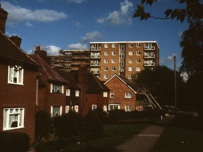 View of all three blocks from Bushwood Road, with Winslow House in front