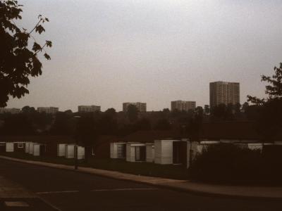 View of Lyndhurst development from East with 16-storey Harlech Tower on right