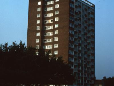 View of 14-storey block on Walker's Heath Road