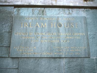 Plaque in Irlam House commemorating official opening