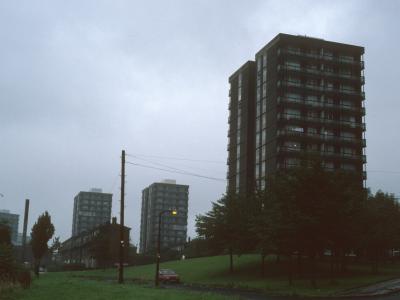 View of 13-storey blocks in Collyhurst development