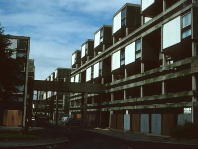 View of 6-storey blocks in Hulme redevelopment, Stage 4
