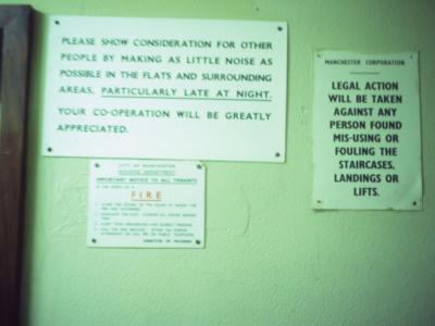 Notices inside 13-storey block on Langley Estate