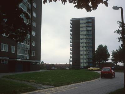View of 13-storey blocks on Langley Estate
