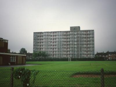 View of 9-storey block on Spath Lane