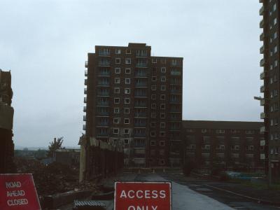 View of 12-storey blocks on Falx Street