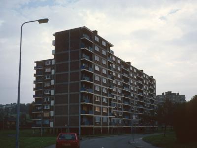View of 9-storey block in Lower Kersal