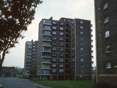 View of 11-storey blocks in Lower Kersal