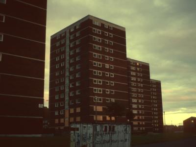 View of 13-storey blocks on Upton Estate