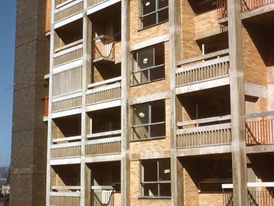 View of block on Park Hill Estate under construction