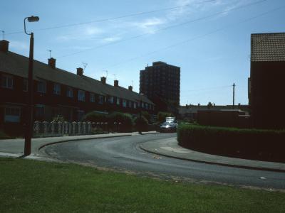 View of 15-storey block on Harstbourne Avenue