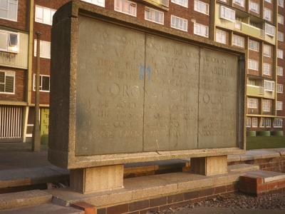 Plaque commemorating opening of Coronation Court