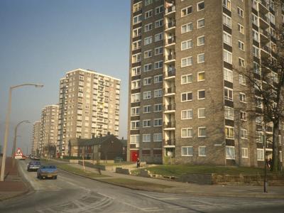 View of 15-storey blocks on Roughwood Drive