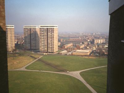 View of Quarry Green Heights blocks from Oak Tower