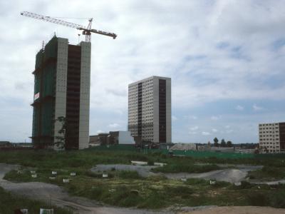 View of 22-storey blocks on Cantril Farm Estate