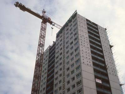 View of 22-storey block on Cantril Farm Estate