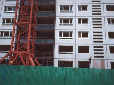 View of 22-storey block on Cantril Farm Estate