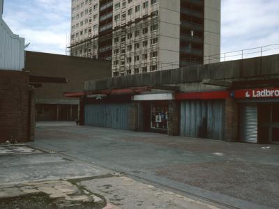 View of 22-storey block on Cantril Farm Estate