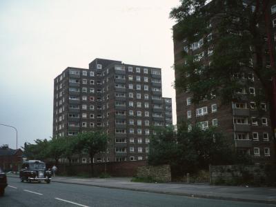 View of Ryecroft House and Grosvenor House from Stockport Road