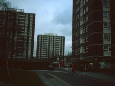 View of 16-storey blocks on Mottram Street redevelopment