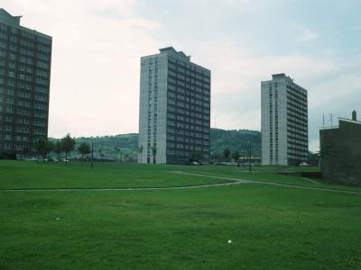 View of Rathcoole Estate blocks on Rosslea Way