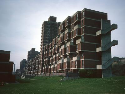 View of 17-storey and 8-storey block on Portsdown Park Estate