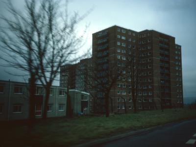 View of both 12-storey blocks in Hirwaun