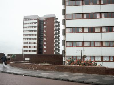 View of Newbolt Court (right) and Tennyson Court (left) from the south